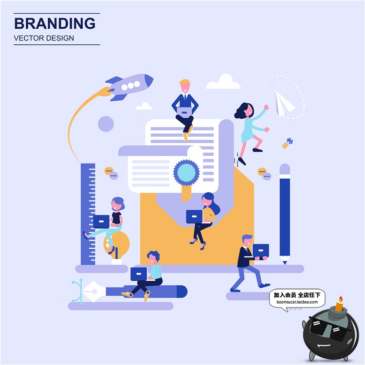 图片[21]-扁平化商业商务办公UI插画概念海报装饰元素AI矢量设计素材-设计猿