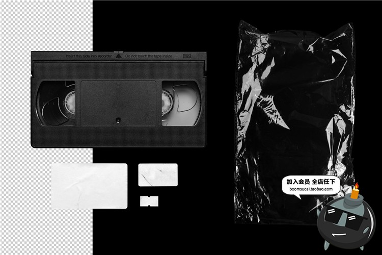图片[7]-磁带录音带透明塑料薄膜袋子包装设计效果PSD模板贴图样机PS素材-设计猿