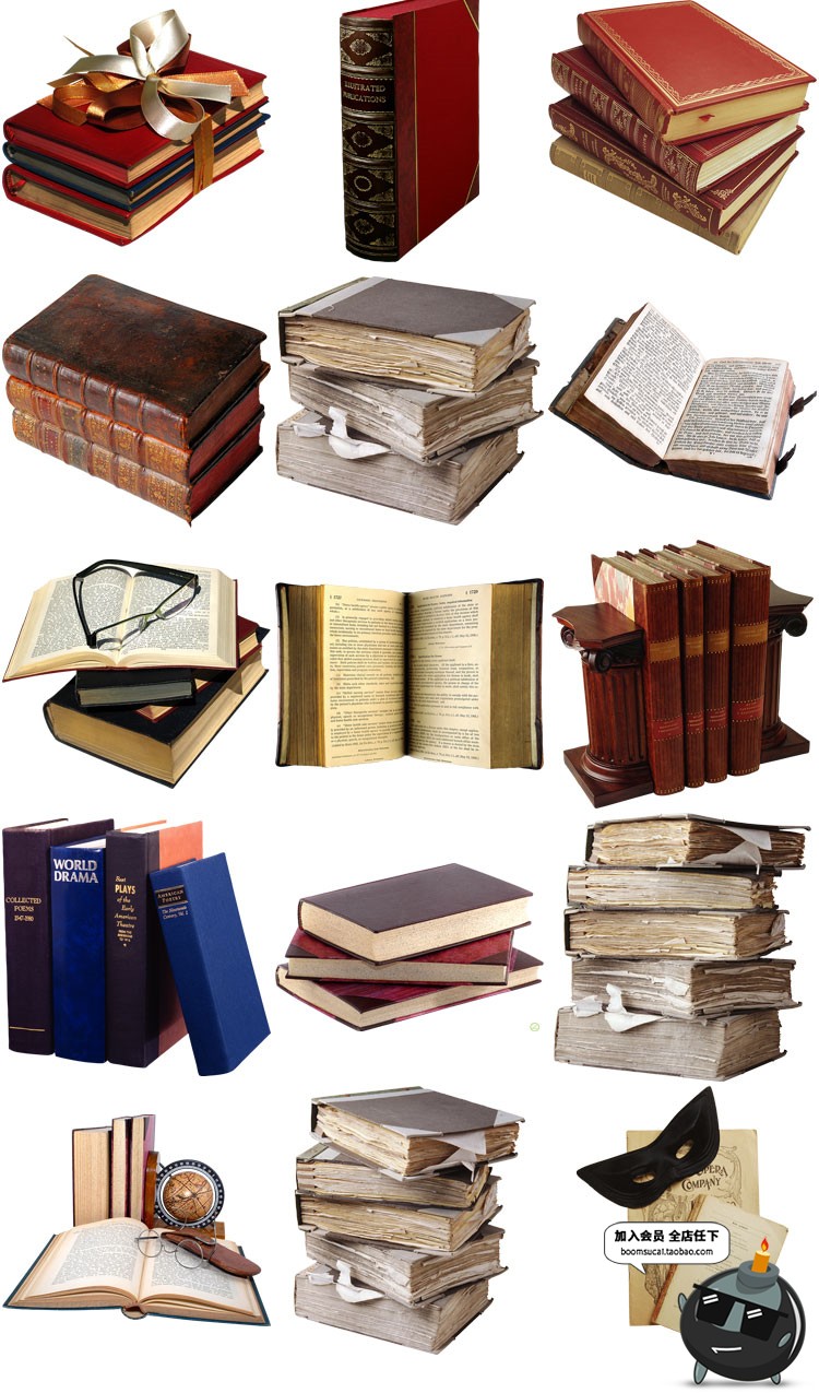 图片[5]-欧式艺术复古书本书籍魔力魔法古典免抠图PNG图片PS后期合成素材-设计猿