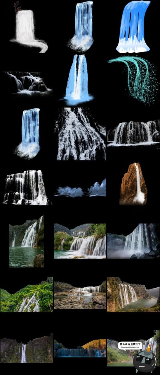 图片[2]-瀑布流水溪流水花自然海报后期合成平面装饰PNG免扣图PS设计素材-设计猿