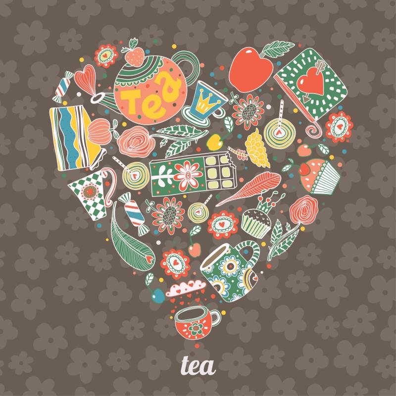 图片[2]-清新森系可爱手绘咖啡杯子蛋糕下午茶卡片插画背景图案AI矢量素材-设计猿