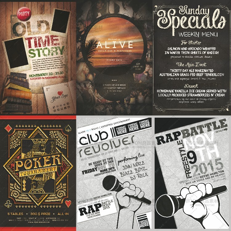 图片[17]-欧美复古怀旧风酒吧广告宣传单页招贴海报PSD分层模板PS设计素材-设计猿