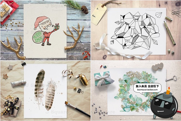 图片[2]-文艺范桌面场景空白纸张公告作品展示智能贴图样机PSD模板PS素材-设计猿