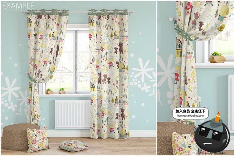 图片[14]-儿童室内房间织物抱枕床帐篷窗帘公仔效果展示PS样机PSD模板素材-设计猿