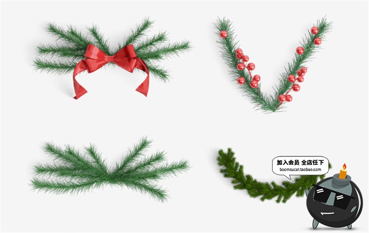 图片[2]-圣诞节圣诞树元素绿色植物花环系列场景装饰设计PS素材PSD源文件-设计猿