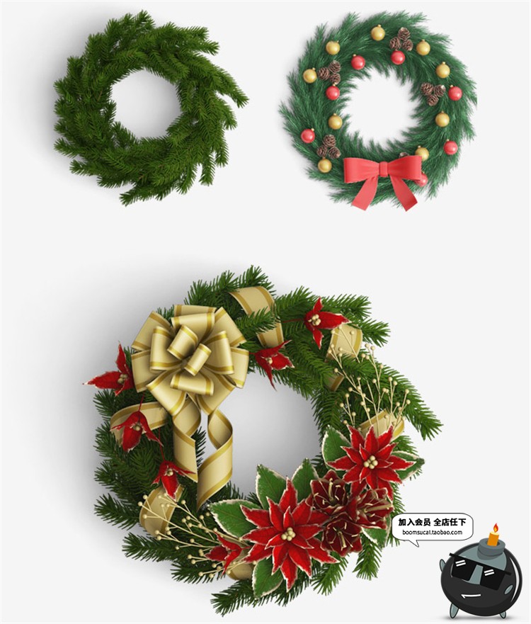 图片[3]-圣诞节圣诞树元素绿色植物花环系列场景装饰设计PS素材PSD源文件-设计猿