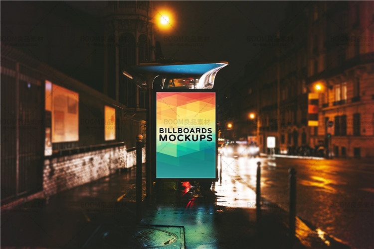 图片[2]-繁华夜景户外大型广告牌车站效果展示样机智能贴图模型PSD素材-设计猿