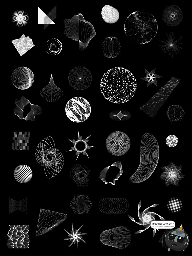 图片[2]-未来蒸汽波酸性艺术科技抽象几何元素装饰图形AI矢量PNG免抠素材-设计猿