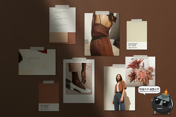 图片[1]-文艺情绪板剪贴画照片墙海报自然光影场景样机mockup模版PSD素材-设计猿