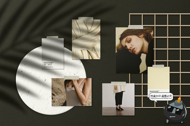 图片[2]-文艺情绪板剪贴画照片墙海报自然光影场景样机mockup模版PSD素材-设计猿