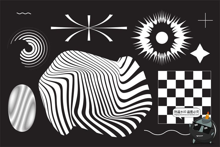 图片[1]-复古未来蒸汽波破坏性抽象奇怪AI矢量形状PNG免抠图案素材-设计猿