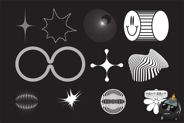 图片[8]-复古未来蒸汽波破坏性抽象奇怪AI矢量形状PNG免抠图案素材-设计猿