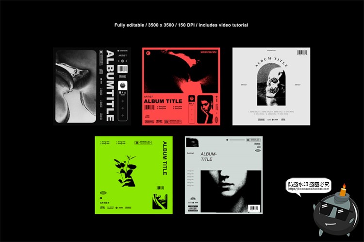 图片[3]-潮流酸性复古时尚摇滚重金属抽象风音乐专辑CD封面PSD模板PS素材-设计猿