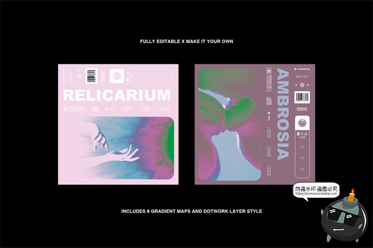 图片[4]-潮流酸性复古时尚摇滚重金属抽象风音乐专辑CD封面PSD模板PS素材-设计猿