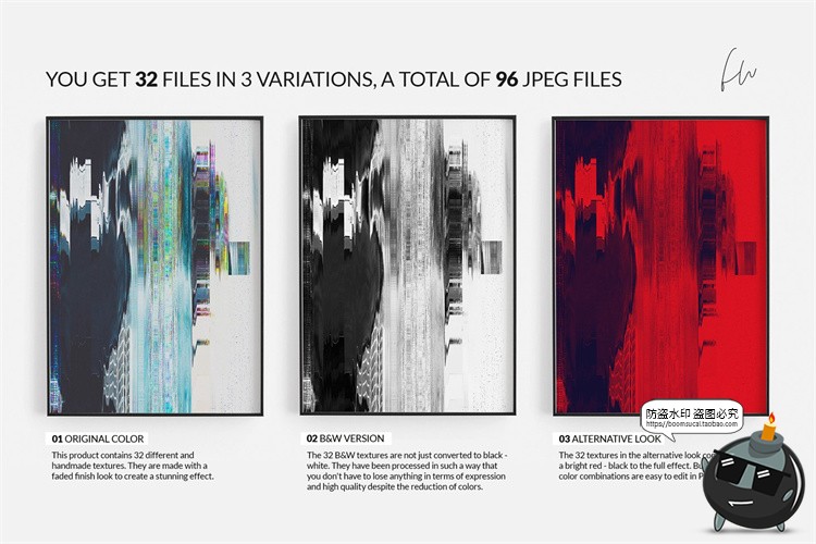 图片[2]-黑白色迷幻故障抽象破坏失真风底纹图案背景后期合成JPG图片素材-设计猿