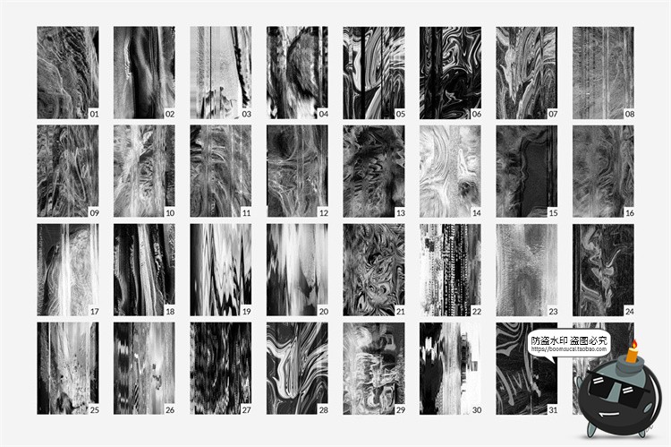 图片[3]-黑白色迷幻故障抽象破坏失真风底纹图案背景后期合成JPG图片素材-设计猿