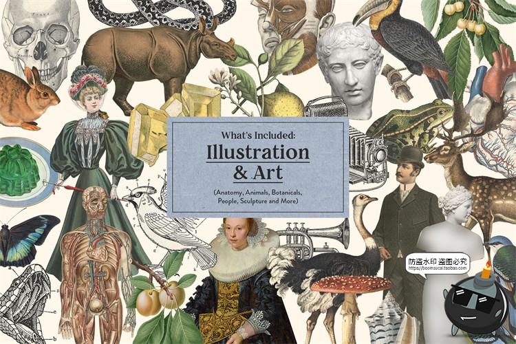 图片[1]-欧美复古潮流蒸汽波波普风艺术拼贴元素怀旧PNG免抠剪贴画PSD素材-设计猿