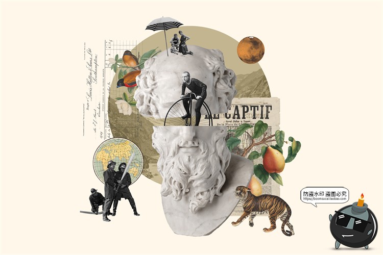 图片[2]-欧美复古潮流蒸汽波波普风艺术拼贴元素怀旧PNG免抠剪贴画PSD素材-设计猿