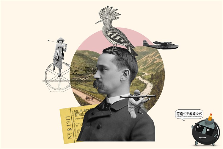 图片[6]-欧美复古潮流蒸汽波波普风艺术拼贴元素怀旧PNG免抠剪贴画PSD素材-设计猿