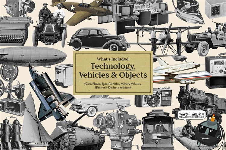 图片[7]-欧美复古潮流蒸汽波波普风艺术拼贴元素怀旧PNG免抠剪贴画PSD素材-设计猿