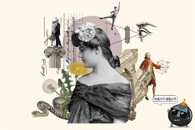 图片[10]-欧美复古潮流蒸汽波波普风艺术拼贴元素怀旧PNG免抠剪贴画PSD素材-设计猿