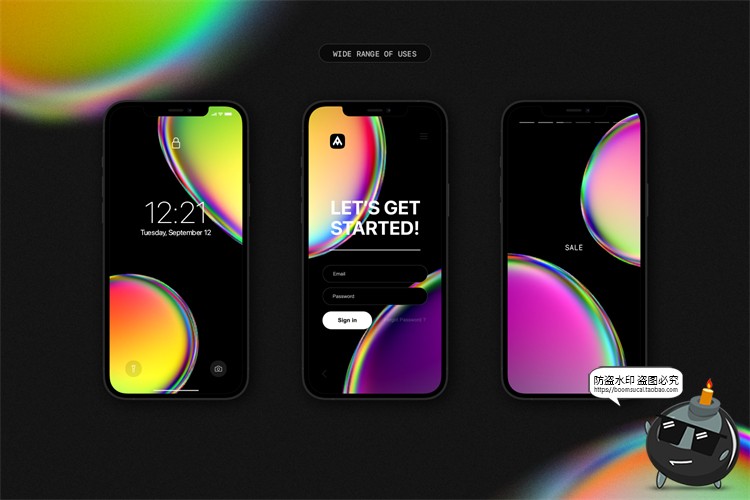 图片[2]-蒸汽波全息镭射渐变椭圆彩虹色斑点形状装饰元素PNG免抠合成素材-设计猿