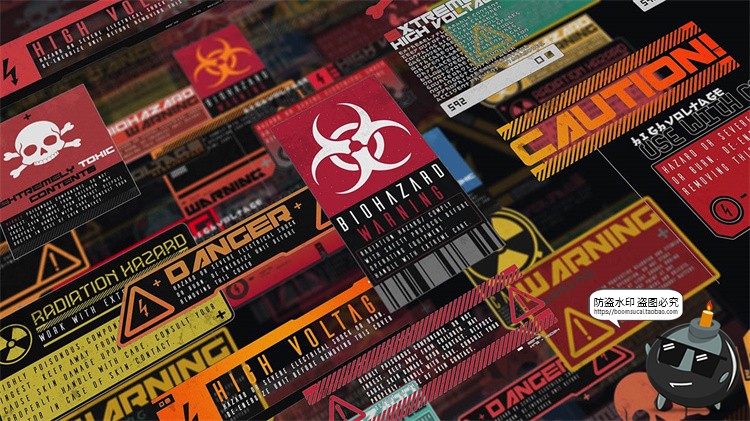 图片[1]-赛博朋克风格编号标签科技科幻贴图危险标志装饰元素PNG免抠素材-设计猿