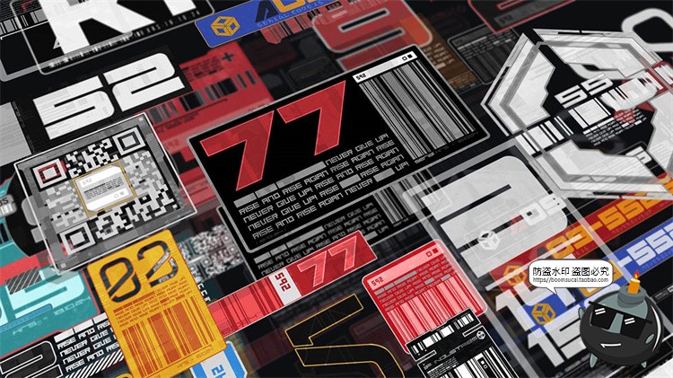 图片[2]-赛博朋克风格编号标签科技科幻贴图危险标志装饰元素PNG免抠素材-设计猿