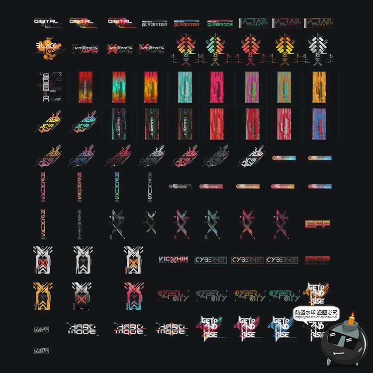 图片[4]-赛博朋克风格编号标签科技科幻贴图危险标志装饰元素PNG免抠素材-设计猿