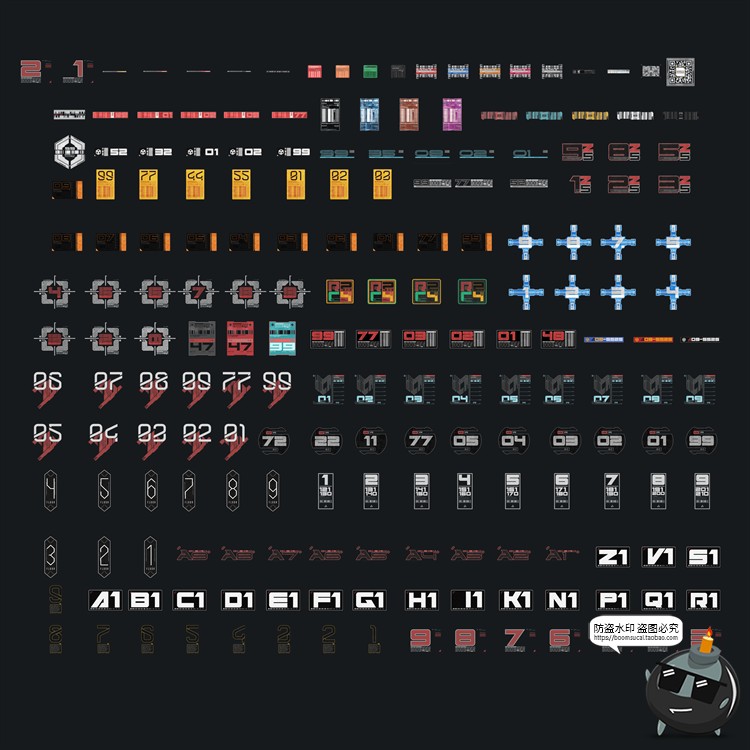 图片[6]-赛博朋克风格编号标签科技科幻贴图危险标志装饰元素PNG免抠素材-设计猿