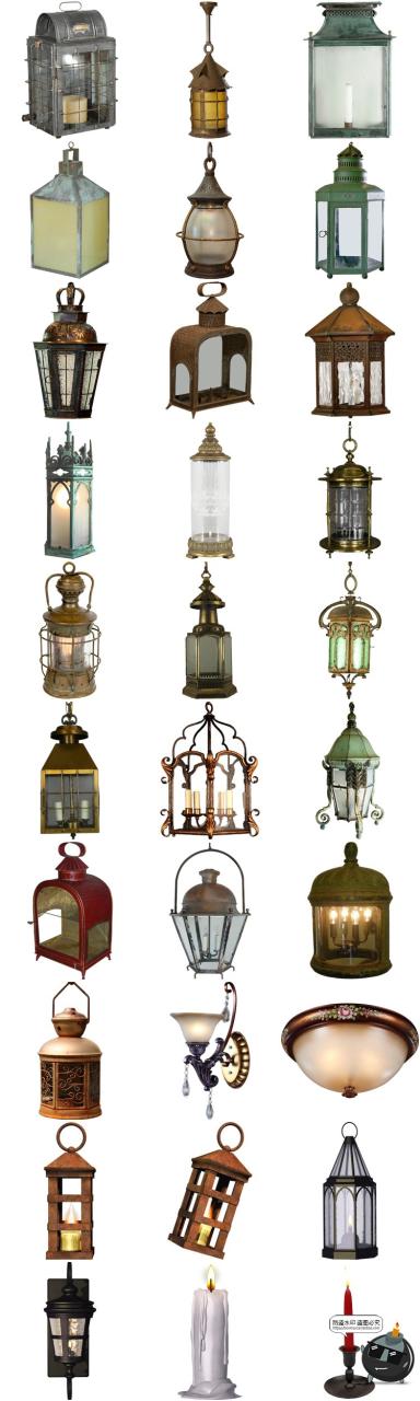 图片[3]-复古煤油灯马灯欧式路灯落地灯台灯烛台壁灯PNG免抠透明图片素材-设计猿