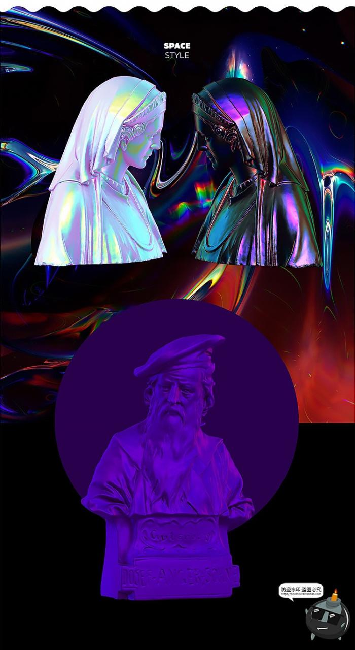 图片[5]-复古蒸汽波3D立体半身人物雕塑石膏像后期合成装饰TIF免抠PS素材-设计猿