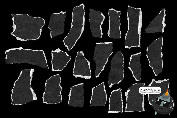 图片[2]-黑纸卡纸片撕纸白边毛边纹理贴图样机PSD模板PNG免抠装饰PS素材-设计猿
