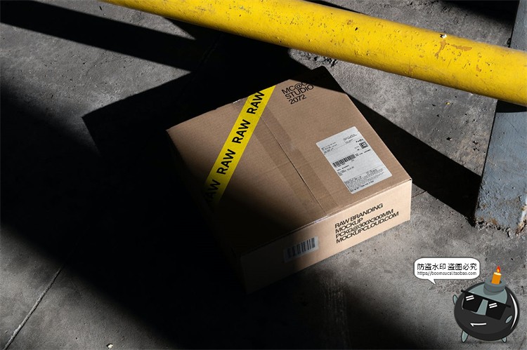 图片[1]-快递瓦楞纸箱纸皮箱包装光影阴影场景智能贴图样机PSD模板PS素材-设计猿