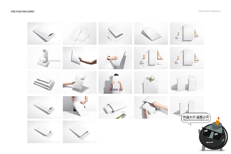 图片[1]-文创牛皮纸信封纸盒文具包装品牌贴图样机场景展示PSD模板PS素材-设计猿