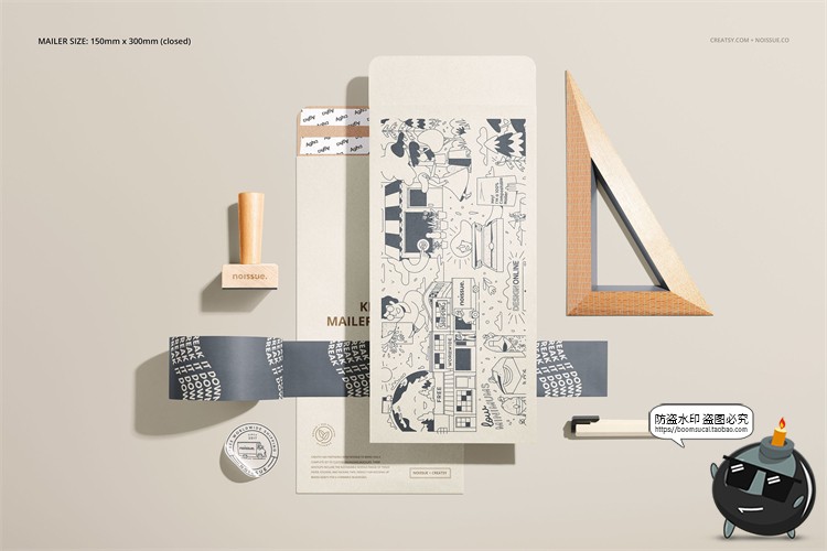 图片[2]-文创牛皮纸信封纸盒文具包装品牌贴图样机场景展示PSD模板PS素材-设计猿
