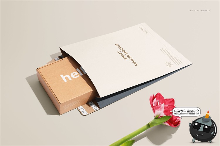 图片[10]-文创牛皮纸信封纸盒文具包装品牌贴图样机场景展示PSD模板PS素材-设计猿