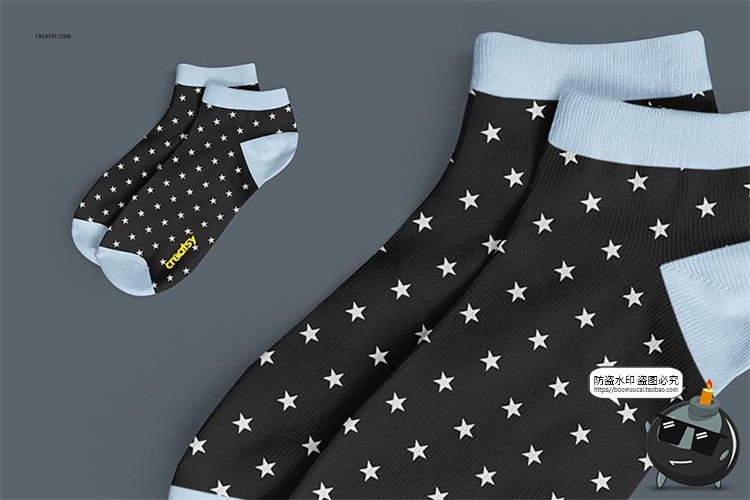 图片[1]-短袜浅口袜子船袜吊牌智能贴图效果展示mockups样机PSD模板PS素材-设计猿