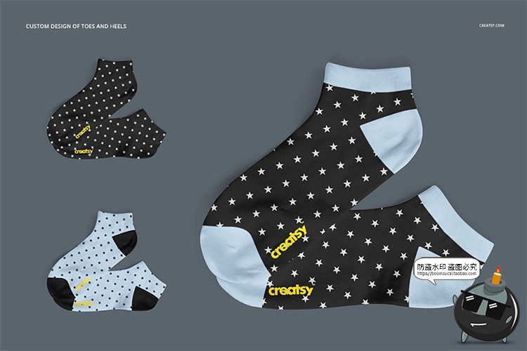 图片[3]-短袜浅口袜子船袜吊牌智能贴图效果展示mockups样机PSD模板PS素材-设计猿
