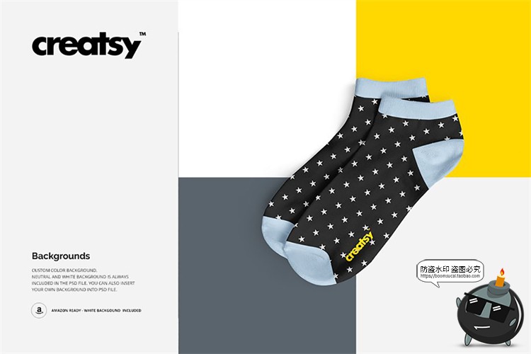 图片[5]-短袜浅口袜子船袜吊牌智能贴图效果展示mockups样机PSD模板PS素材-设计猿