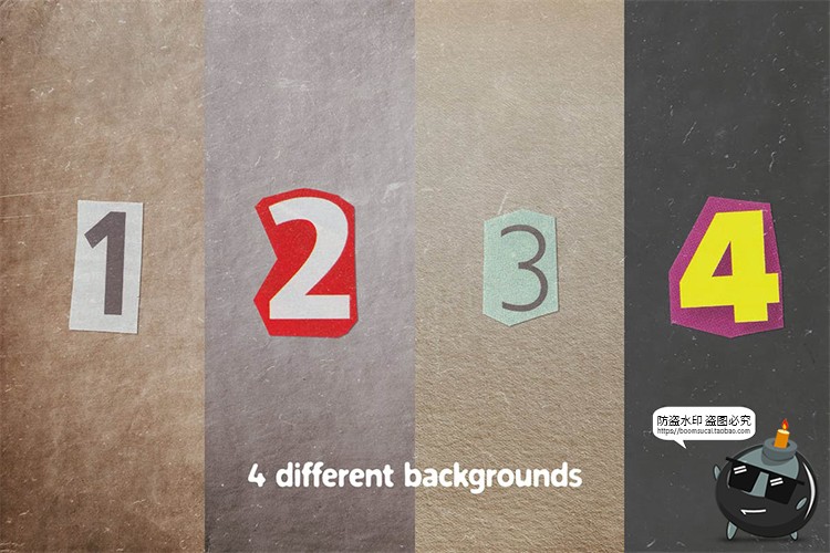 图片[5]-复古手工剪纸字母数字符号字符剪切画拼贴元素PSD模板分层PS素材-设计猿