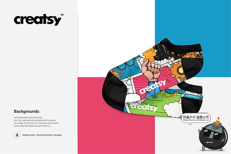 图片[5]-船袜短袜袜子吊牌包装智能贴图效果展示mockups样机PSD模板PS素材-设计猿