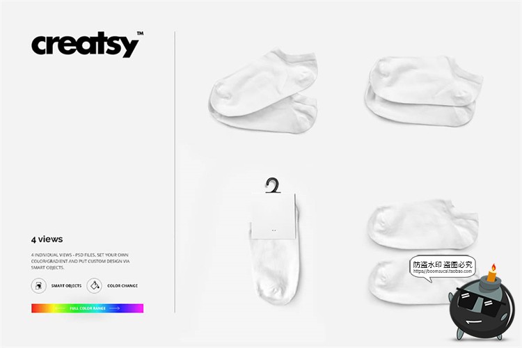 图片[6]-船袜短袜袜子吊牌包装智能贴图效果展示mockups样机PSD模板PS素材-设计猿