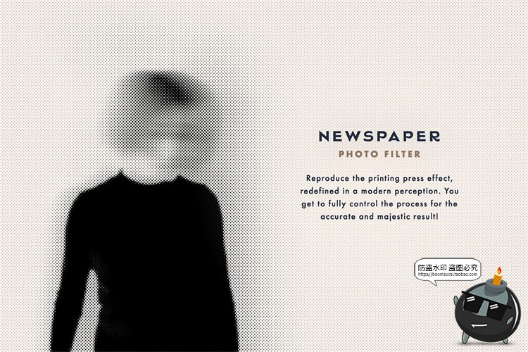 图片[1]-复古报纸风格半色调波点噪点特效图层后期合成效果PSD模板PS素材-设计猿