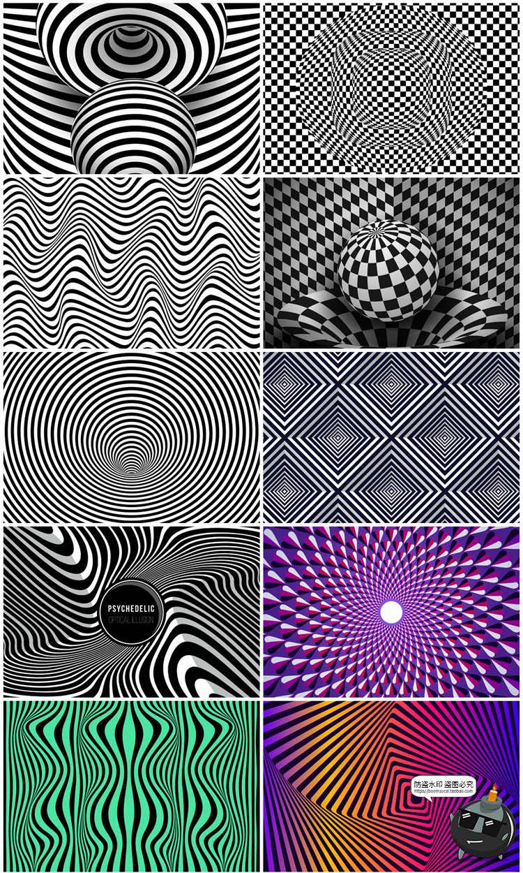 图片[1]-幻觉幻象万花筒放射线催眠眩晕效果背景纹理AI矢量JPG图片素材-设计猿