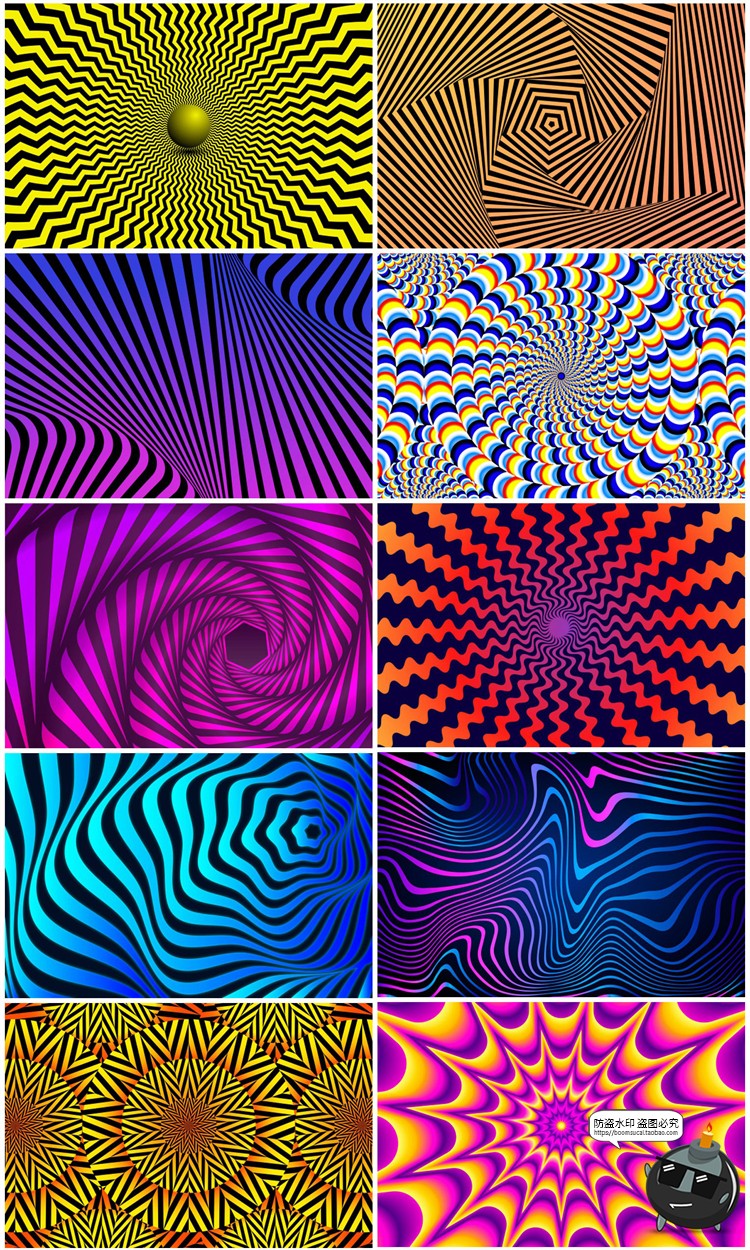 图片[2]-幻觉幻象万花筒放射线催眠眩晕效果背景纹理AI矢量JPG图片素材-设计猿