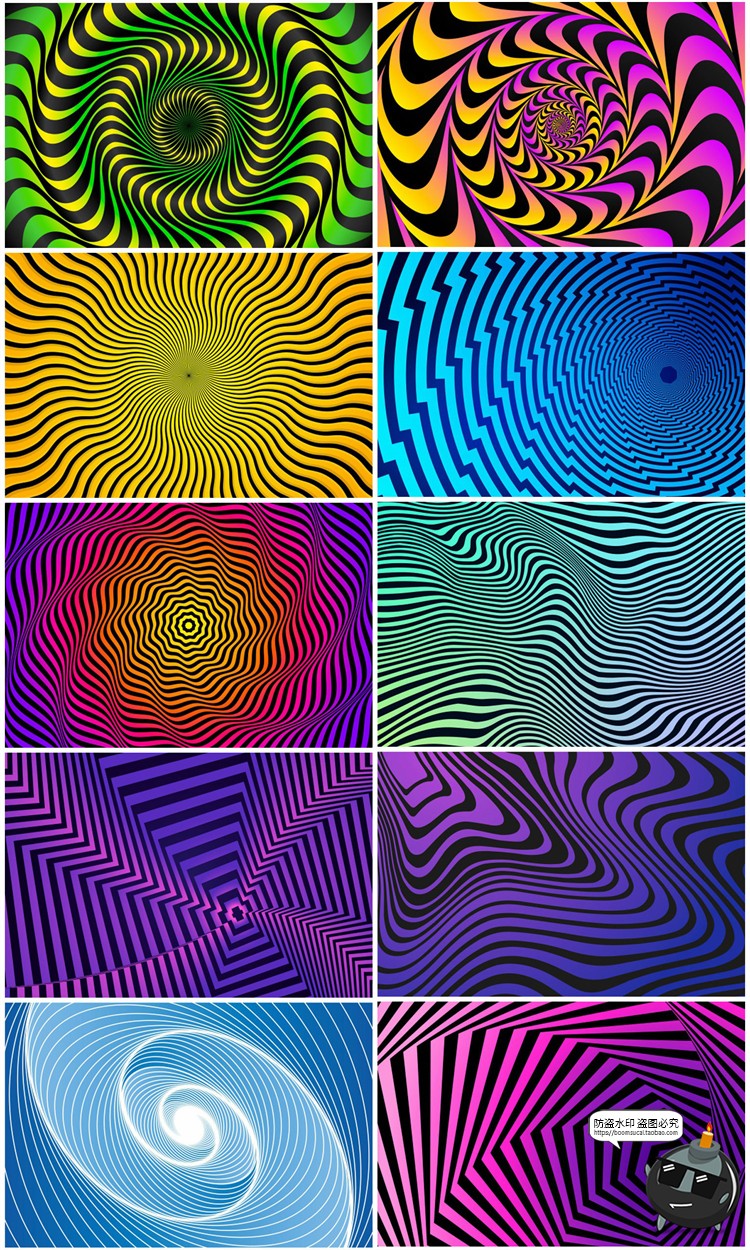 图片[3]-幻觉幻象万花筒放射线催眠眩晕效果背景纹理AI矢量JPG图片素材-设计猿