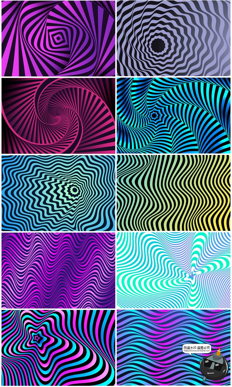 图片[5]-幻觉幻象万花筒放射线催眠眩晕效果背景纹理AI矢量JPG图片素材-设计猿