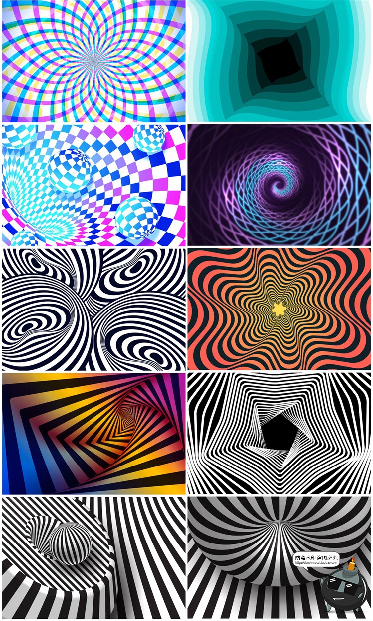 图片[6]-幻觉幻象万花筒放射线催眠眩晕效果背景纹理AI矢量JPG图片素材-设计猿