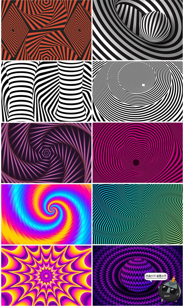 图片[7]-幻觉幻象万花筒放射线催眠眩晕效果背景纹理AI矢量JPG图片素材-设计猿